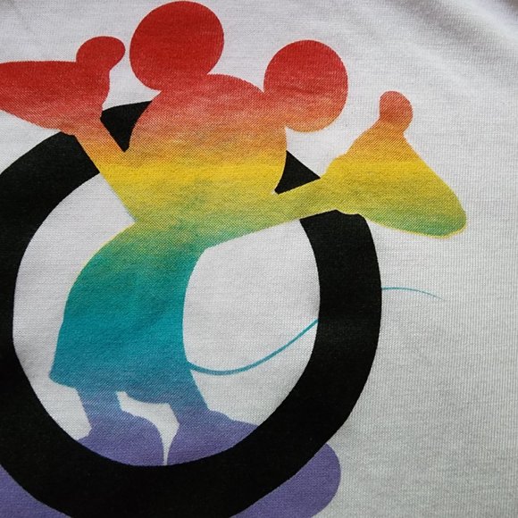 Juniors Disney Mickey Mouse Rainbow Silhouette Love LGBTQ+ Pride Graphic Tee NWT - Picture 2 of 4